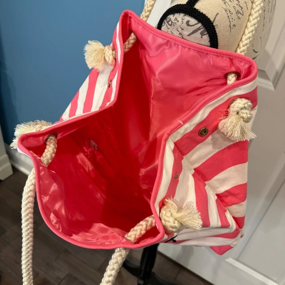 Victorias Secret Take Me To The‎ Beach Striped Rope Handle Tote Bag NEW